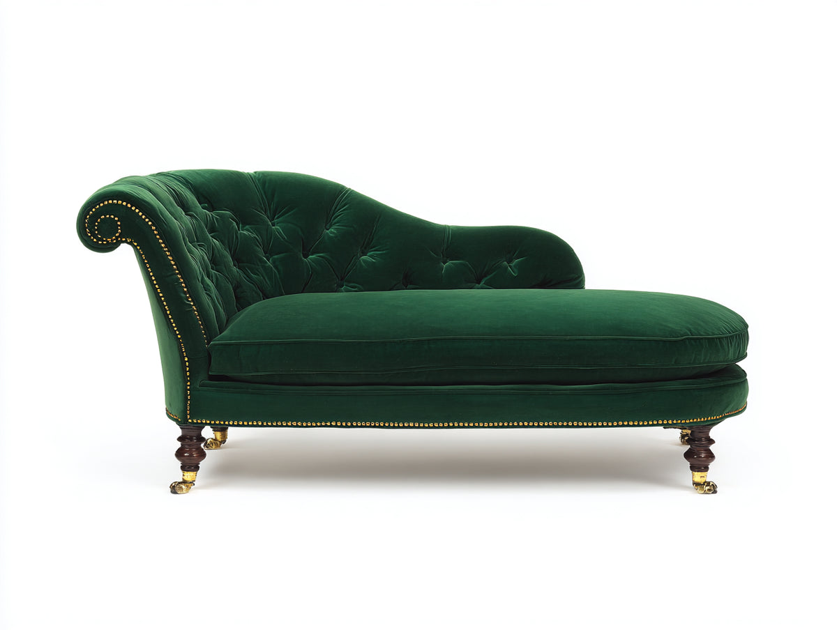 Chaiselongue aus Samt 180 x 75 x 85 cm - Grün - Klassisches Design für Wohnzimmer