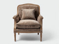 Sessel aus Cordstoff und Holz 78 x 84 x 100 cm - Taupe-Naturbraun - Klassisches Design mit geschnitztem Holzrahmen