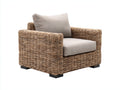 Polyrattan Gartensessel 80x75x85 cm - Beige-Holzfarben - moderner Outdoor Sessel für Garten und Terrasse