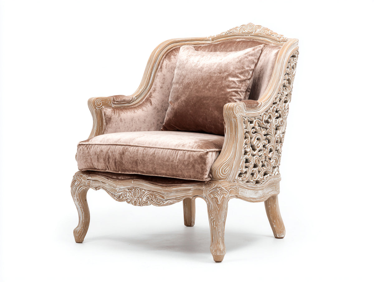 Sessel Samtstoff 85x85x95 cm - Beige - klassisches Design für das Wohnzimmer