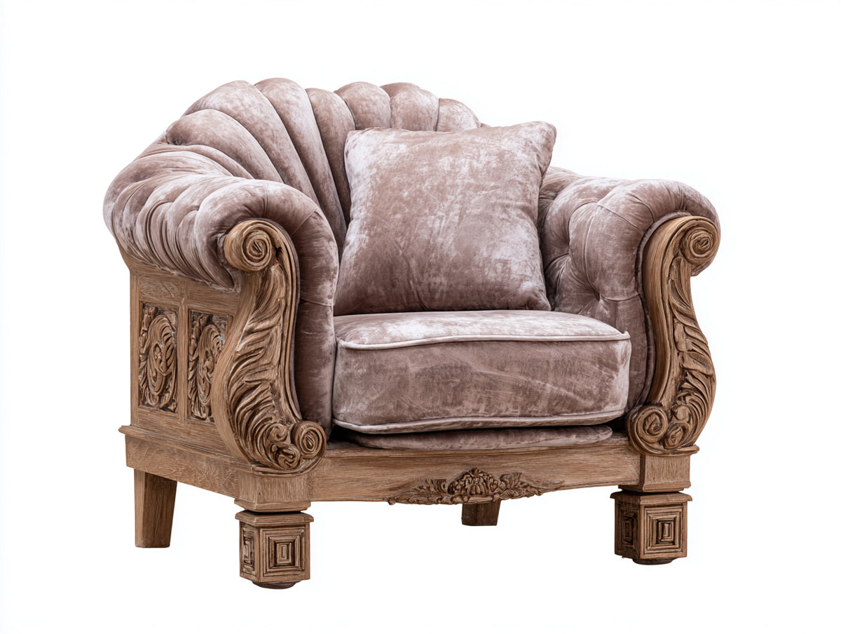 Sessel Samtsessel 90x85x85 cm - Rosa Natur - Klassisches Design