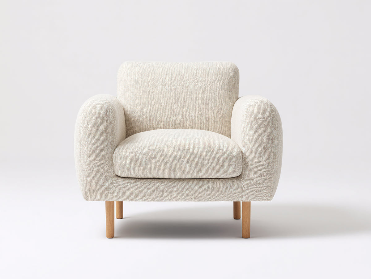 Sessel Boucle Sessel 85x80x80 cm - Weiß Natur - Modernes Design