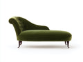 Chaiselongues aus Samt 190 x 78 x 88 cm - Olivgrün - Klassisches Design mit geschwungener Rückenlehne und Rollenfüßen