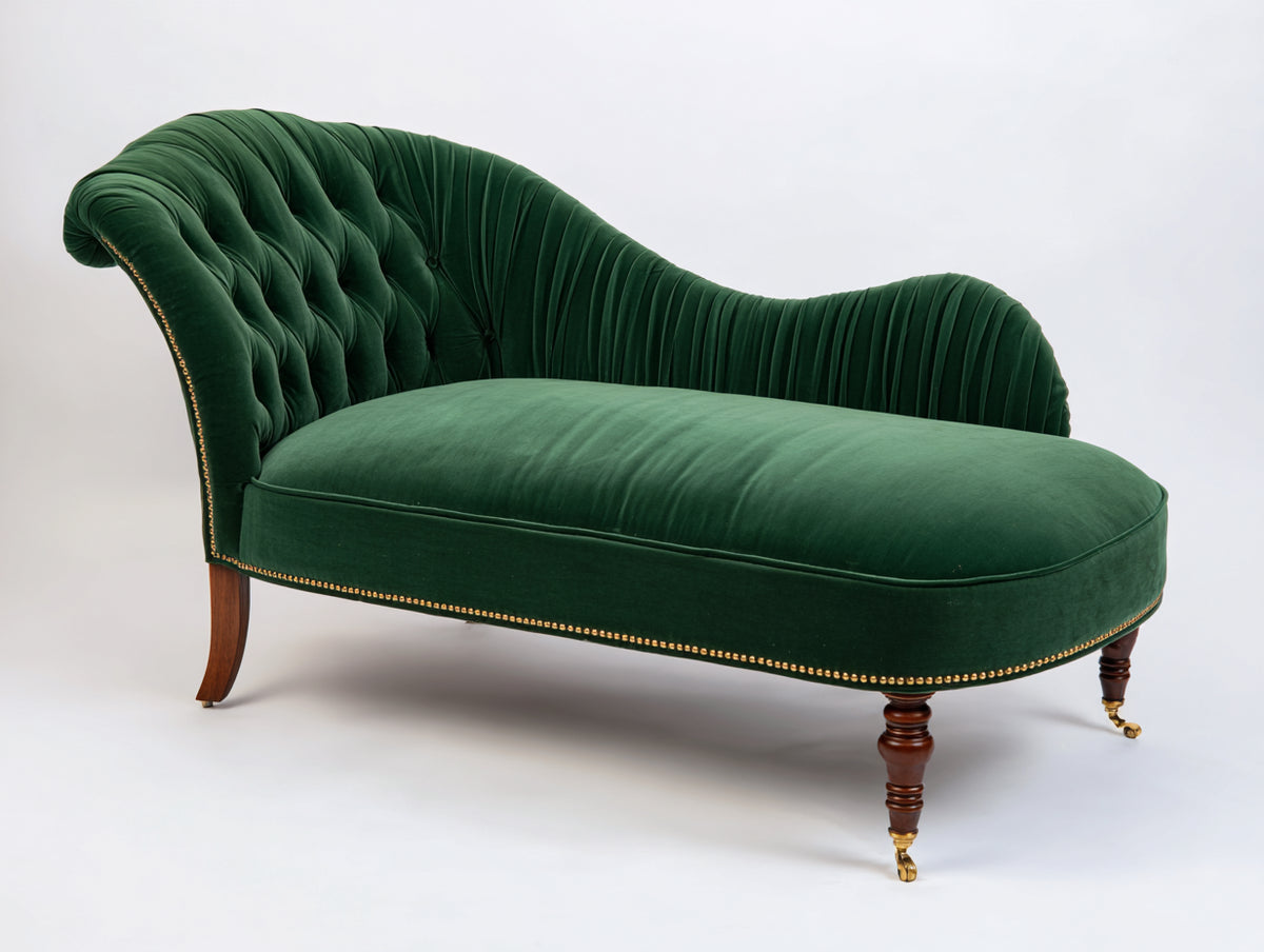 Chaiselongue aus Samt 180 x 75 x 85 cm - Grün - Klassisches Design für Wohnzimmer