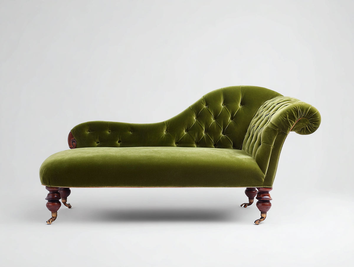 Chaiselongue Samtstoff 180x85x80 cm - Olivgrün - klassisches Design für das Wohnzimmer