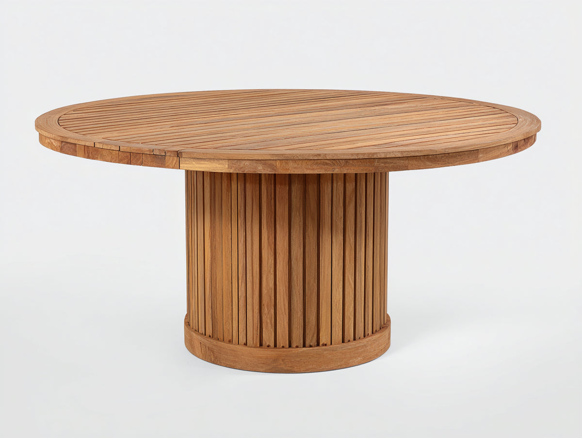 Gartentisch Holz 180x180x75 cm - Naturholz - runder Esstisch für Garten und Terrasse