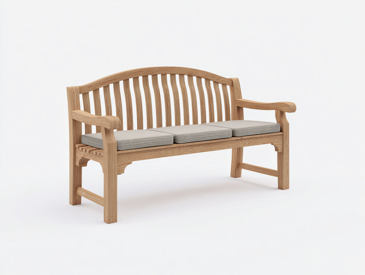 Gartenbank aus Holz 180 x 65 x 90 cm - Naturholz - Klassisches Design mit Sitzkissen für Garten und Terrasse