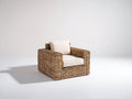 Polyrattan Gartensessel 95 x 88 x 82 cm - Naturbraun-Cremeweiß - Breites Flechtdesign mit Armlehnen für Terrasse und Garten