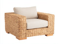 Polyrattan Gartensessel 85x80x75 cm - Beige-Holzfarben - moderner Outdoor Sessel für Garten und Terrasse