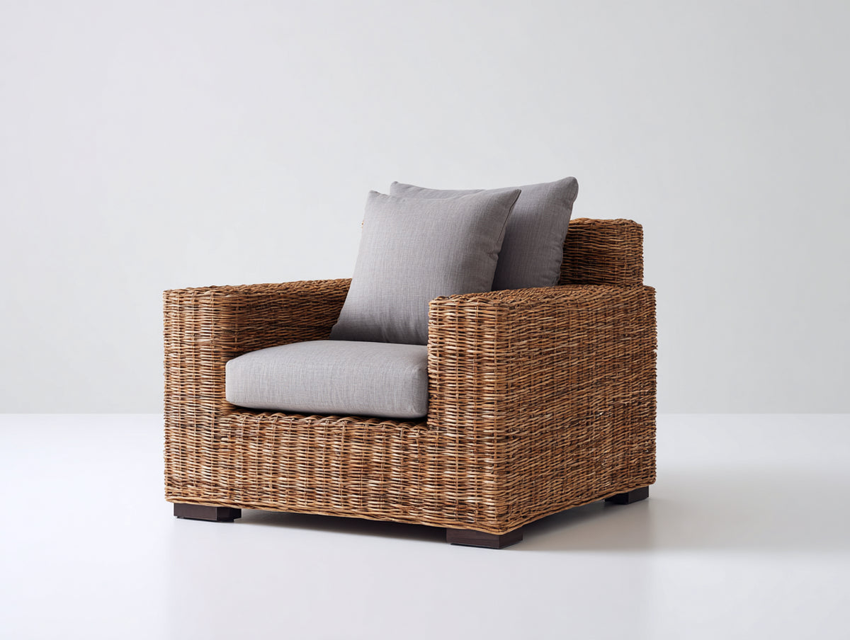 Polyrattan Gartensessel 90 x 85 x 75 cm - Braun - Moderner Outdoor Sessel für Garten und Terrasse