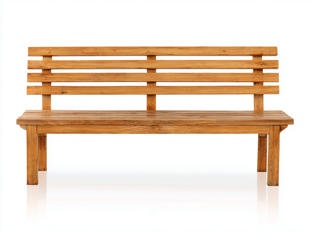 Gartenbank aus Holz 150 x 55 x 88 cm - Naturbraun - Geradliniges Latten-Design ohne Armlehnen